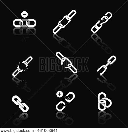 Icons Of Link For Web And Application Set. Business Seo, Sign And Element Chain, Connection And Secu