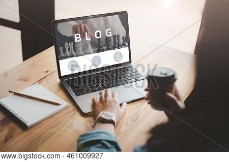 Social Media Online Content, Freelance Worker, Working Online, Content Creator, Woman Using Laptop, 
