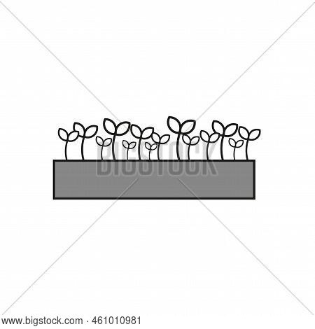 Long Flowerpot Icon. Ecology Concept. Gardening Concept. Spring, Summer Garden. Vector Illustration.