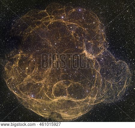 The Spaghetti Nebula. Simeis 147 Supernova Remnant. Elements Of This Image Were Furnished By Nasa.