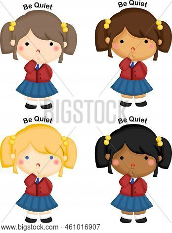 A Vector Of A Cute Girl Shushing