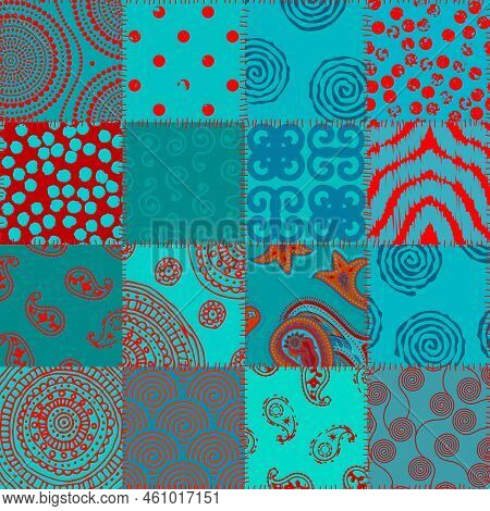 Patchwork Textile Pattern. Seamless Quilting Design Background.