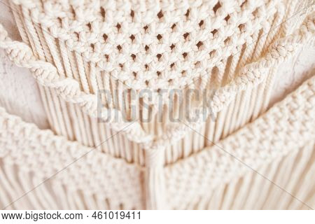 Handmade Macrame Wallhanging. 100% Cotton Wall Decoration.  Macrame Braiding And Cotton Threads. Fem