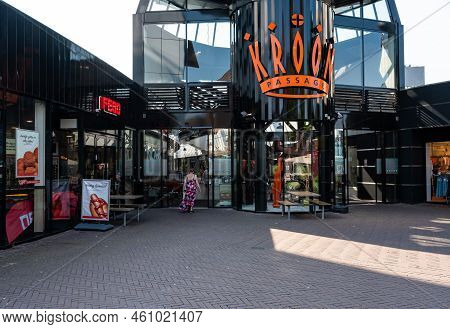 Lelystadt, Flevoland, The Netherlands, 07 20 2022 - Contemporary Facade And Entrance Of A Shopping M
