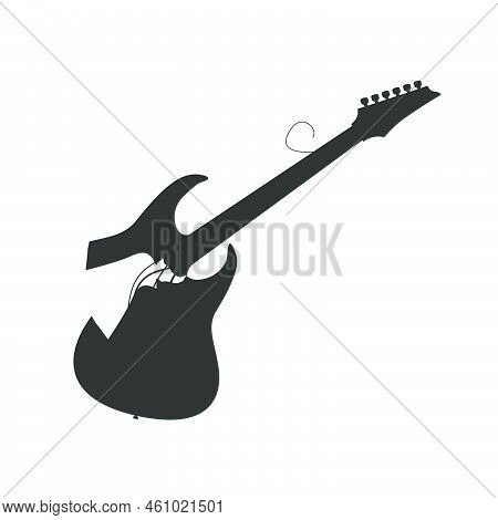 Broken Electric Guitar Silhouette Vector Musical Icon