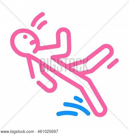 Slipped Man Fall Accident Color Icon Vector. Slipped Man Fall Accident Sign. Isolated Symbol Illustr