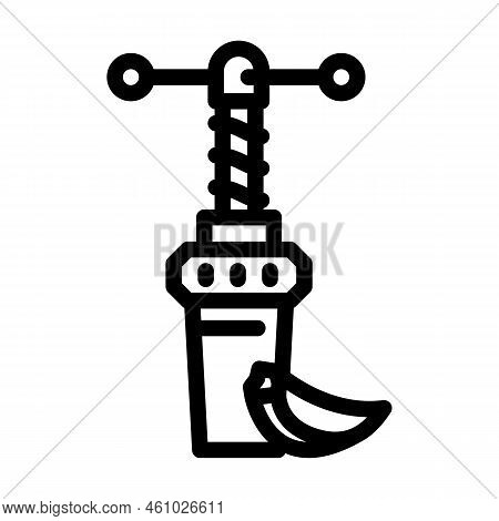 Garlic Press Line Icon Vector. Garlic Press Sign. Isolated Contour Symbol Black Illustration