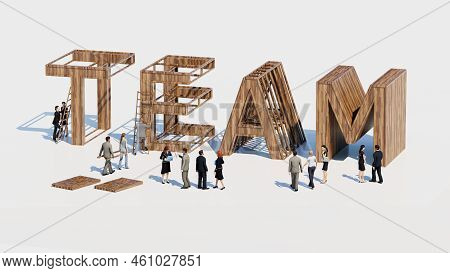 Team Building Concept. Method To Improve Team Cooperation And Motivation. 3d Rendering