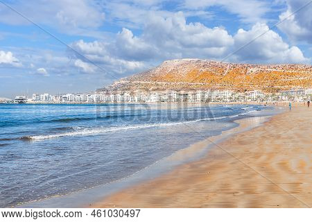 Landscape With Agadir Beach At Atlantic Coast, Agadir City, Morocco