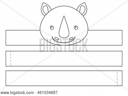 Printable Rhino Paper Crown. Diy Cut Party Ribbon Template For Birthday, Christmas, Baby Shower. Fun
