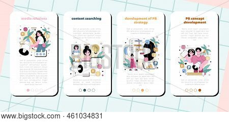 Public Relations Mobile Application Banner Set. Specialist Developing