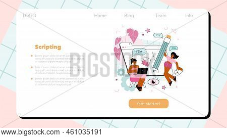 Frontend Development Web Banner Or Landing Page. Website Interface