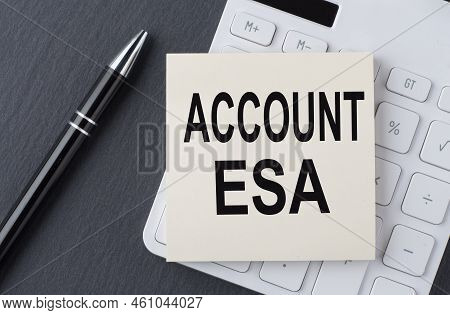 Text Account Esa On A Sticker On The Calculator, Business Concept
