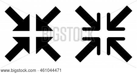 Screen Arrow Icon, Full Screen Symbol In Video And Media. Exit Symbol Full Screen Video. Illustratio
