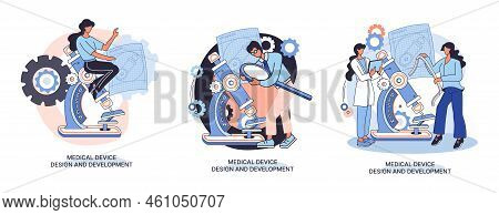 Medical Research. Laboratory Diagnostic Services, Medical Device Design Development Scenes Metaphor.