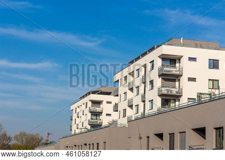 New European Modern Complex Beautiful Apartment House Flat Building Mortage On Sunset Cloud