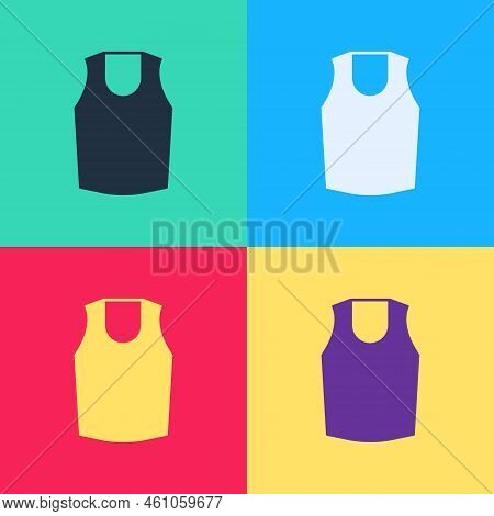 Pop Art Undershirt Icon Isolated On Color Background. Vector