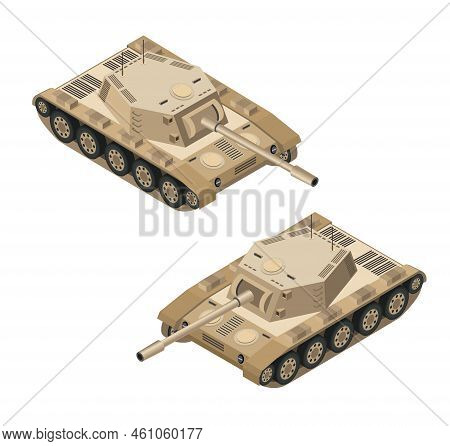 Set Of Army Armed Tank Panzer Divisions Isometric Armed Military Transport