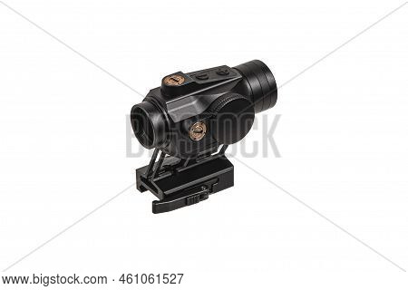 Modern Optical Collimator Sight. Aiming Device For Shooting At Short Distances. Isolate On A White B