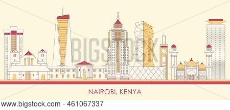 Cartoon Skyline Panorama Of City Of Nairobi, Kenya - Vector Illustration