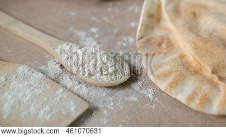 Arabic Bread On A Table In The Bakery Kitchen