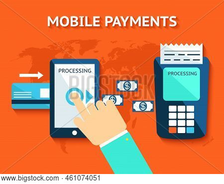 Mobile Payments And Near Field Communication. Transaction And Paypass And Nfc. Vector Illustration