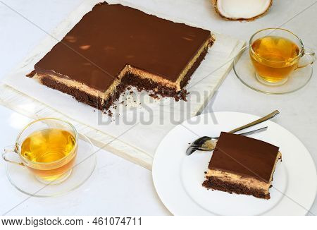 Coconut Cake Made Of Fresh Coconut On A Table
