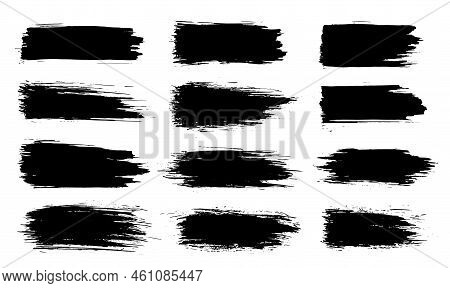 Paint Brush. Black Ink Grunge Brush Strokes. Vector Paintbrush Set. Grunge Design Elements. Painted 