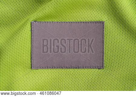 Laundry Care Clothing Label Patch On Polyester Fabric Jersey Sport Texture