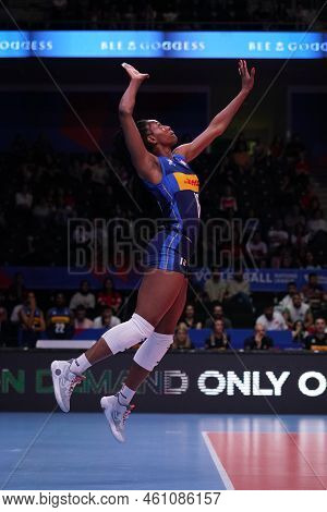 Ankara, Turkiye - June 03, 2022: Nwakalor Sylvia Chinelo Serves During Netherlands Vs Italy Vnl Pool