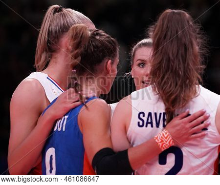 Ankara, Turkiye - June 03, 2022: Netherlands Players Celebrating Score Point During Italy Vnl Pool M