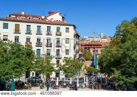 Madrid, Spain - October 11, 2020: Square Of La Paja In Historical Centre