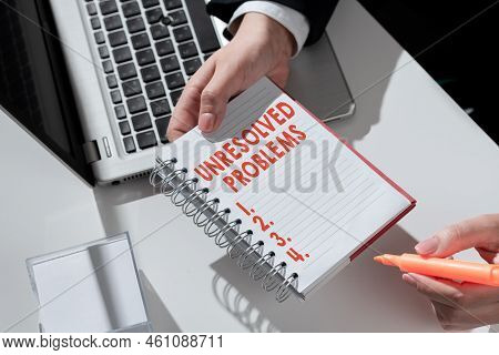 Text Sign Showing Unresolved Problems. Conceptual Photo Those Queries No One Can Answer Unanswerable
