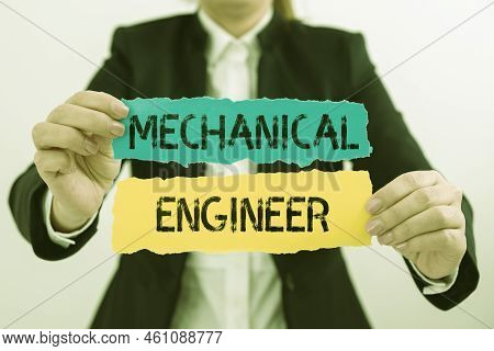 Text Caption Presenting Mechanical Engineer. Business Overview Applied Engineering Discipline For Me