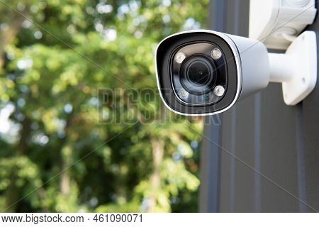 Ip Cctv Camera Install By Have Water Proof Cover To Protect Camera With Home Security System Concept