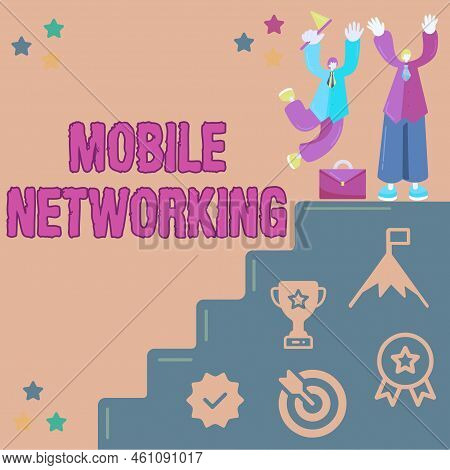 Conceptual Caption Mobile Networkingcommunication Network Where The Last Link Is Wireless. Concept M