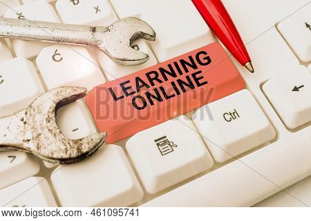 Text Showing Inspiration Learning Onlinelearn Something New With The Help Of Internet And Technology