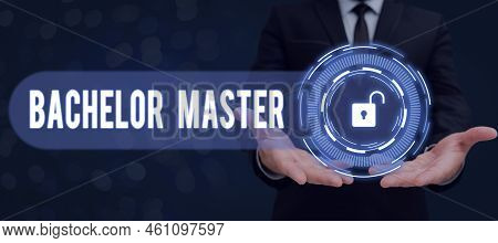 Hand Writing Sign Bachelor Masteran Advanced Degree Completed After Bachelors Degree. Business Showc