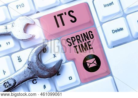 Hand Writing Sign It S Is Spring Timeseason After Winter Bloosoming Of Flowers Transformation. Word 
