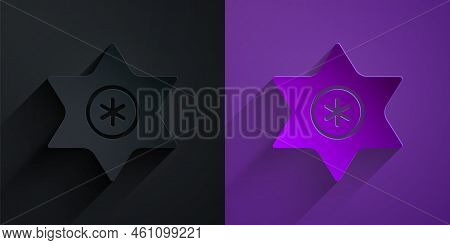Paper Cut Falling Star Icon Isolated On Black On Purple Background. Meteoroid, Meteorite, Comet, Ast