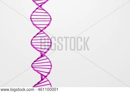 3d Render Glass Purpe Dna Symbol On White Background. Simple Minimalism Concept.