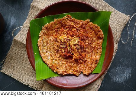 Kerak Telor Or Egg Crust. Kerak Telor Is Spicy Glutinous Rice Omelette With Grated Coconut. Made Fro