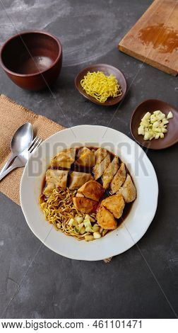 Pempek Or Empek-empek Or Fish Cake Is A Food Made From Soft Ground Fish Meat Mixed With Tapioca Flou