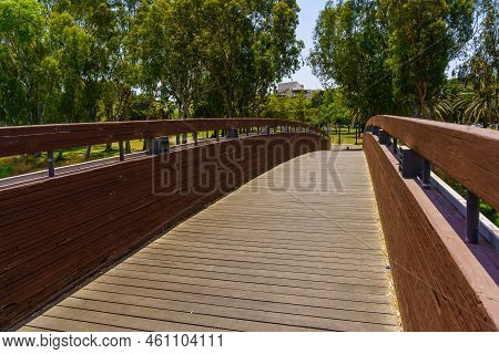 View Of A Footbridge Over The Yarkon River, In The Yarkon Park, Tel-aviv, Israel