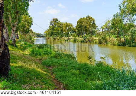 View Of The Yarkon River, And Trees, In The Yarkon Park, Tel-aviv, Israel