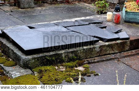 Renovation Of Damaged, Broken And Stolen Tombstones. Pre-war Runic Letters With The Names Of The Dea