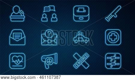 Set Line Barbed Wire, Hospital Signboard, Vote Box, Envelope With Question Mark, Mail And E-mail, Sp