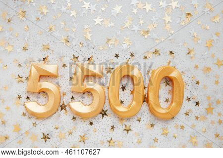 5500 Five Thousand Five Hundred Followers Card. Template For Social Networks, Blogs. Festive Backgro