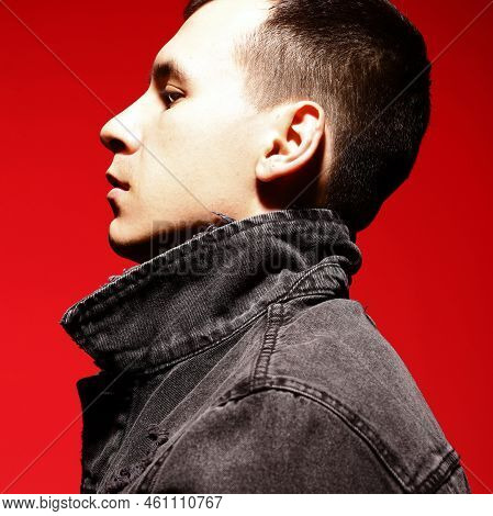Fashion Art Model Man Portrait. Punk Style.
