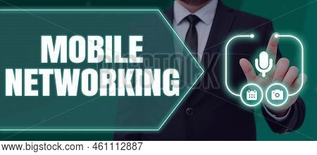 Conceptual Caption Mobile Networkingcommunication Network Where The Last Link Is Wireless. Conceptua